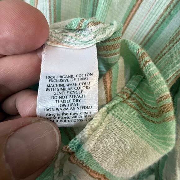 Toad & Co Long Sleeve Airbrush Shirt Button Down Green Stripe L Women's - Picture 8 of 12
